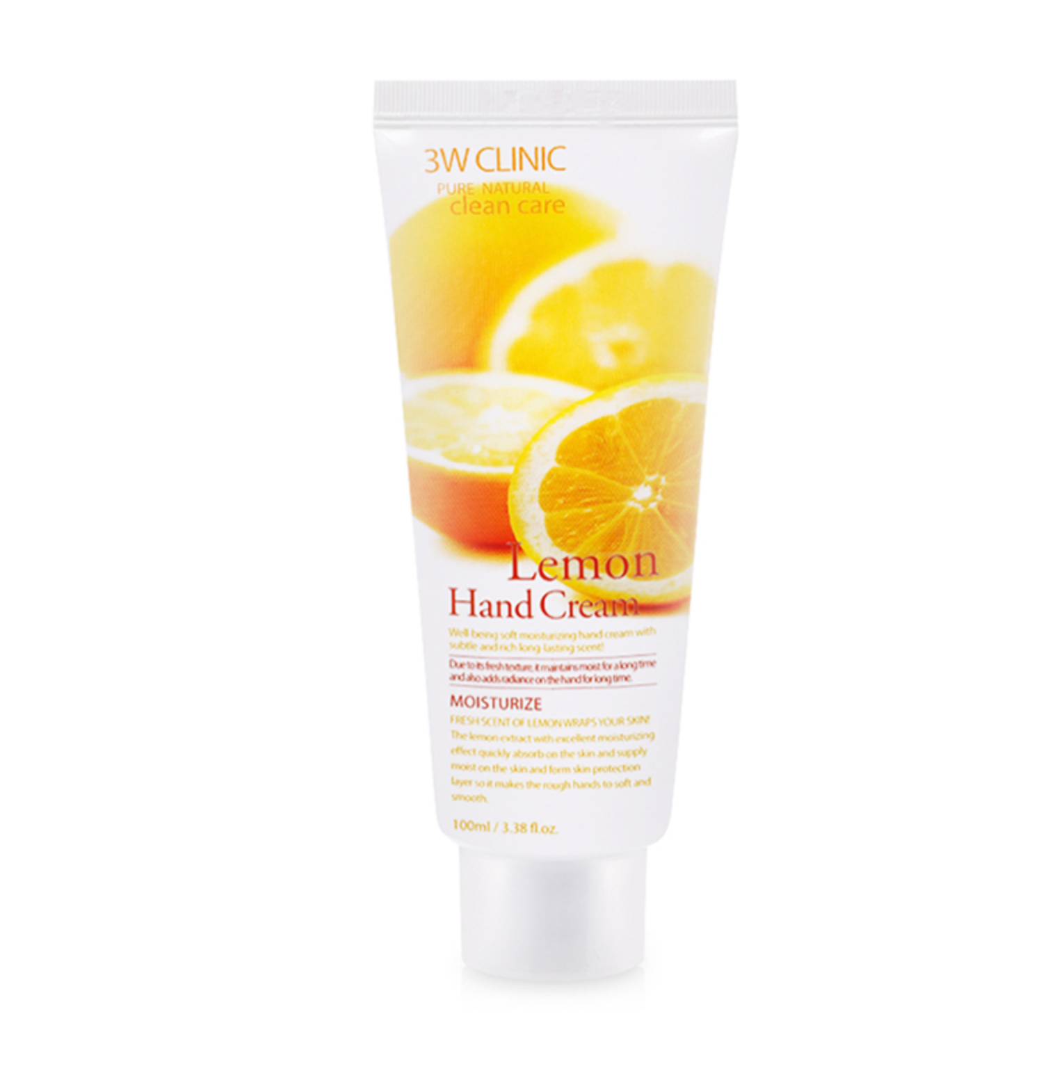 Tube of 3W Clinic Lemon Hand Cream on a white background 3W Clinic Lemon Hand Cream 檸檬美白護手霜 100ml