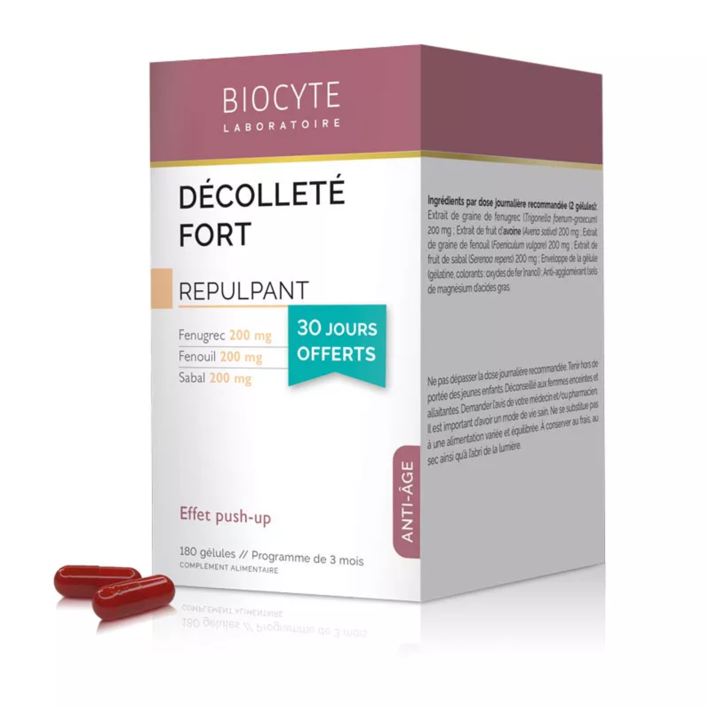 BIOCYTE DÉCOLLETÉ FORT 貝茜天然提取精華豐胸美胸膠囊 180粒(3個月)
