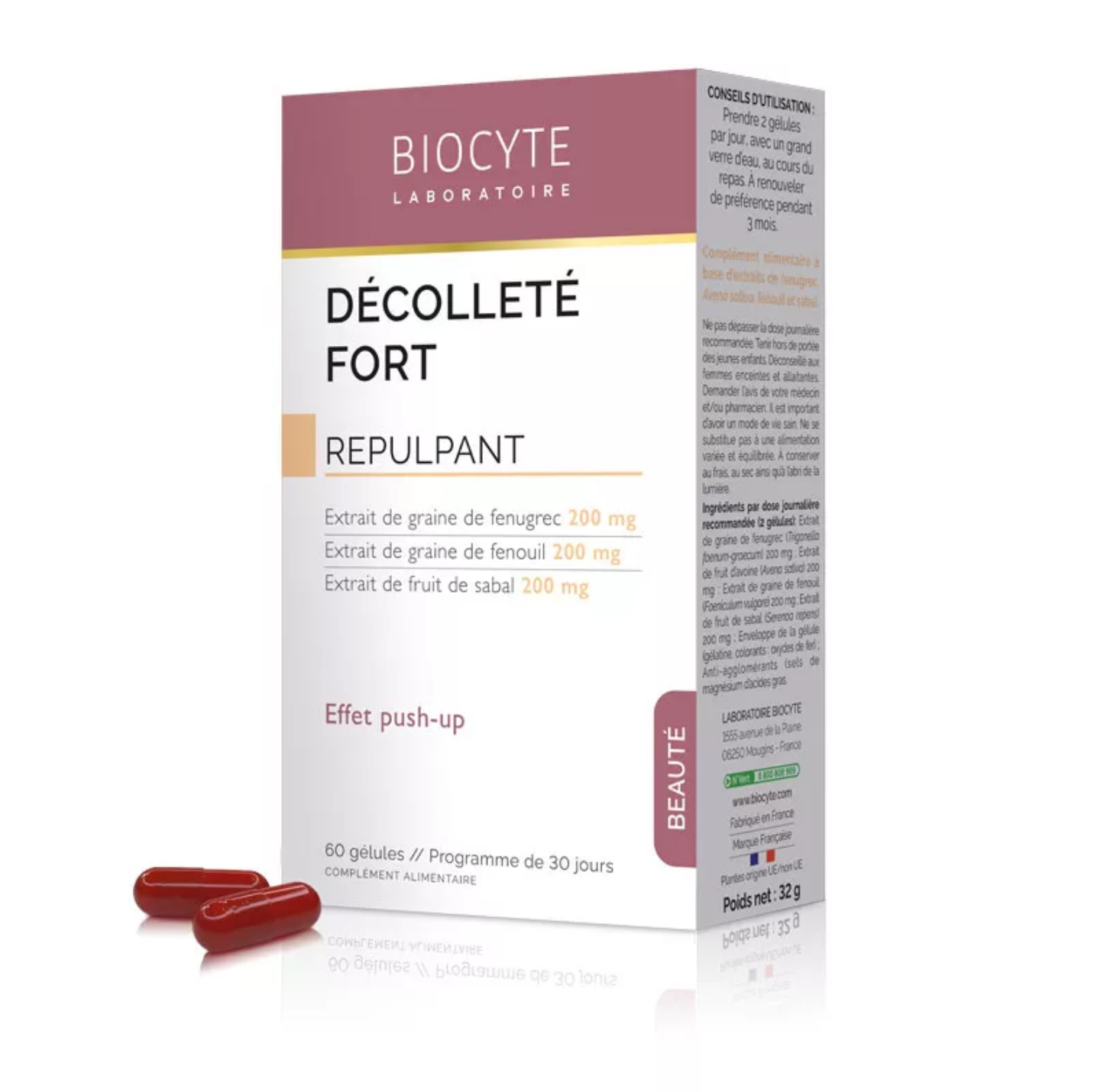 BIOCYTE DÉCOLLETÉ FORT 貝茜天然提取精華豐胸美胸膠囊 60粒(1個月)