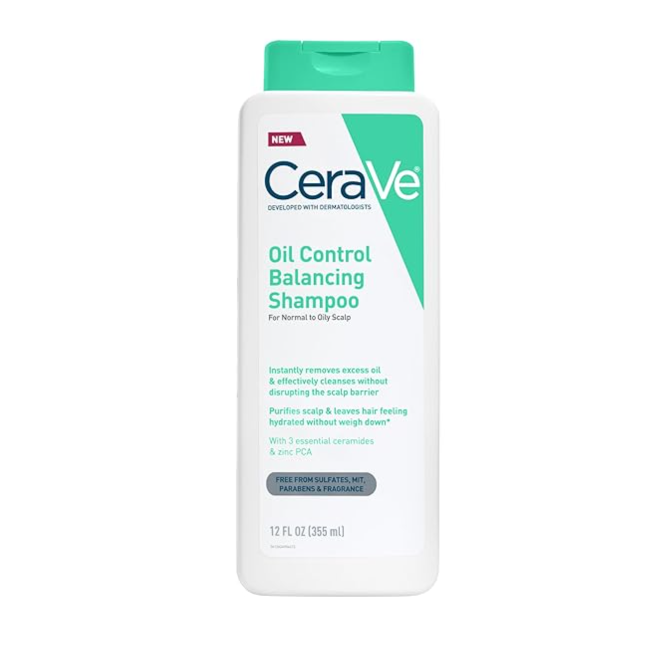 CeraVe Oil Control 控油平衡洗髮露 12 FL OZ 355mlCeraVe oil control balancing shampoo bottle on a white background