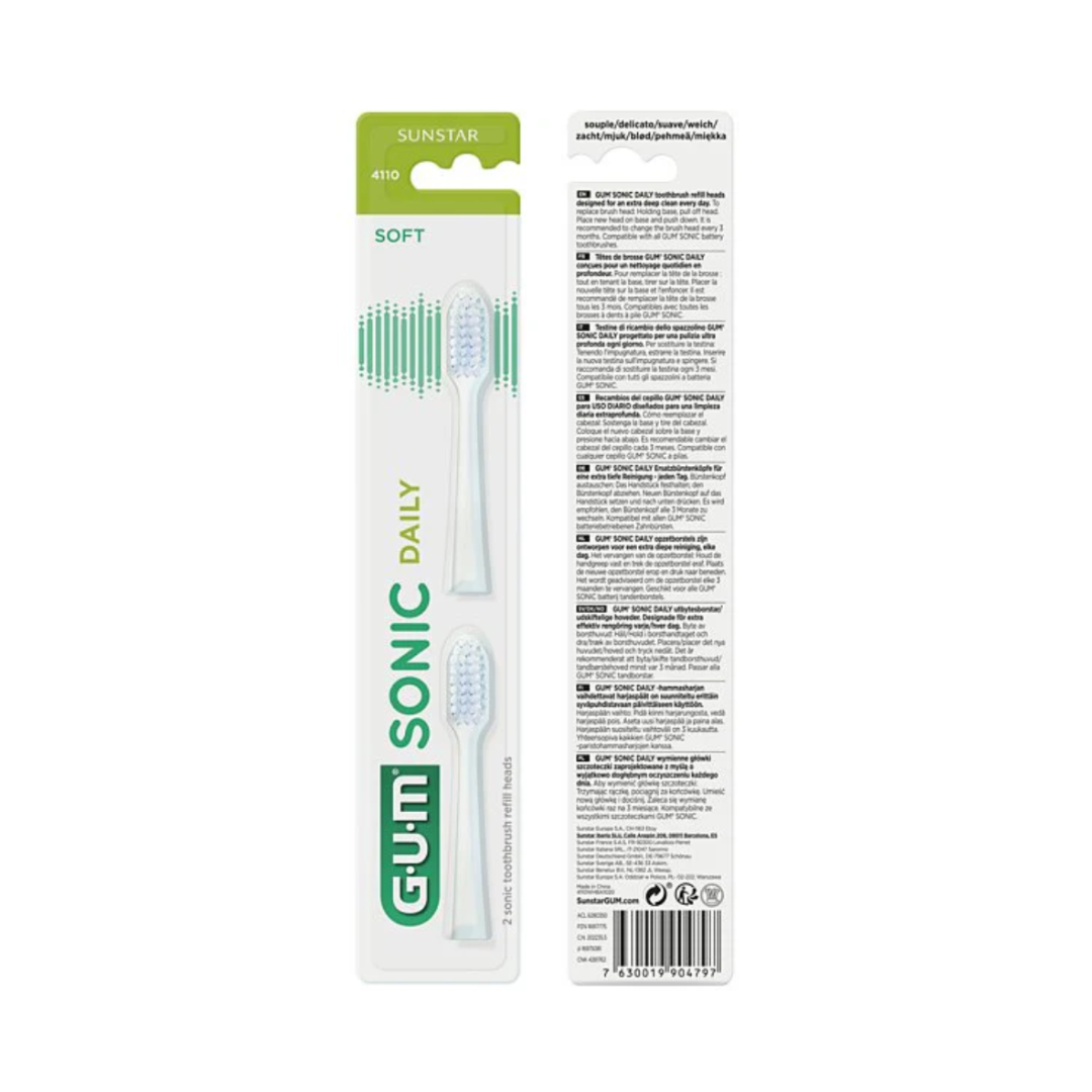 GUM Sonic Daily 4100 聲波日用軟牙刷頭 2個裝