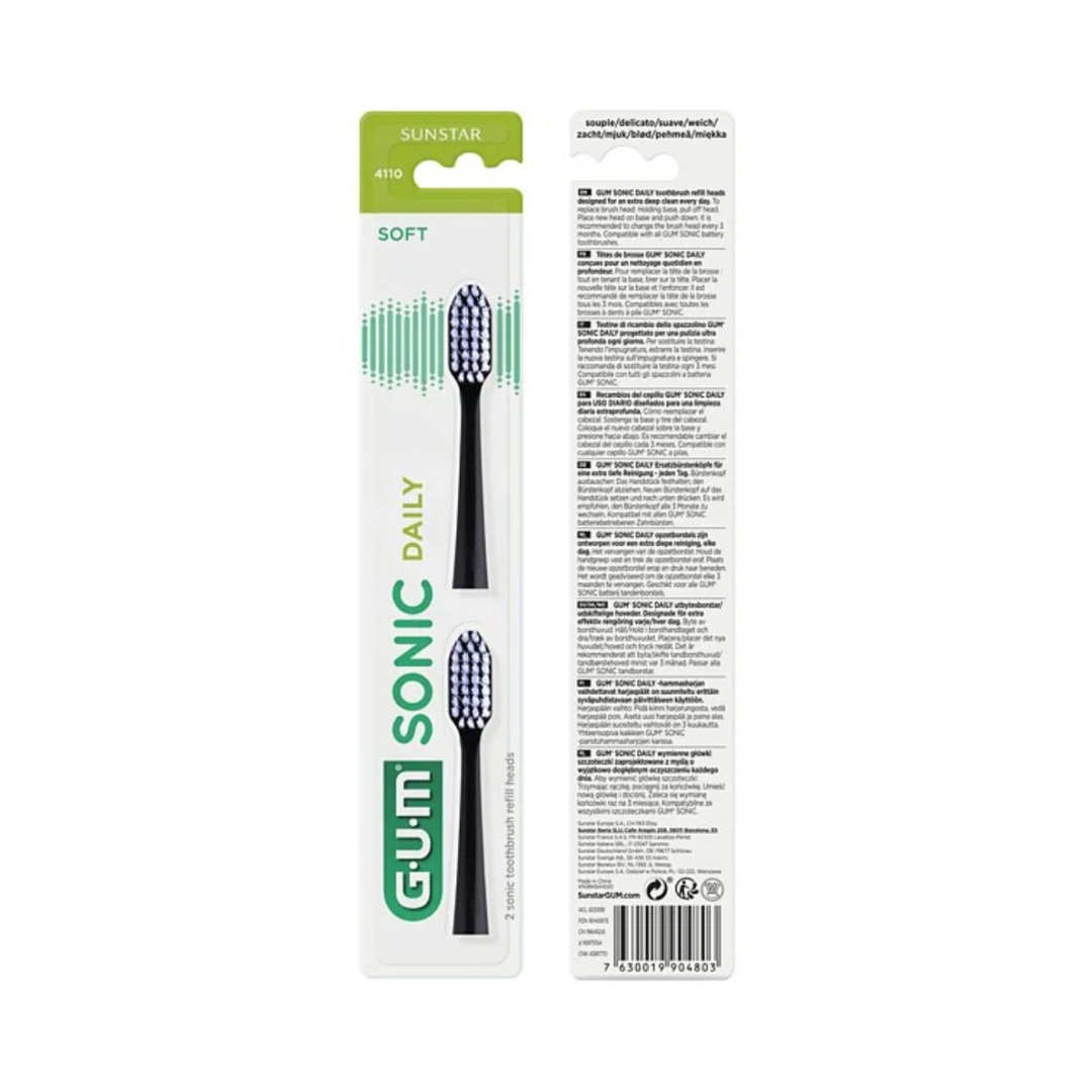 GUM Sonic Daily 4100 聲波日用軟牙刷頭 2個裝