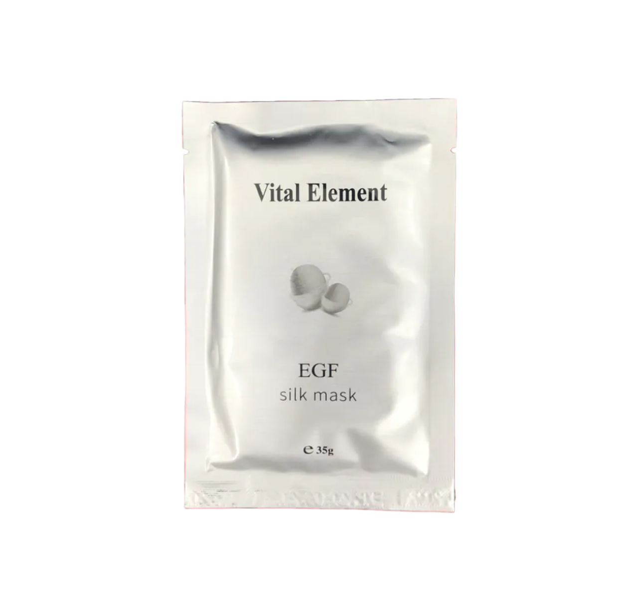 Vital Element EGF silk mask packaging on a pink background