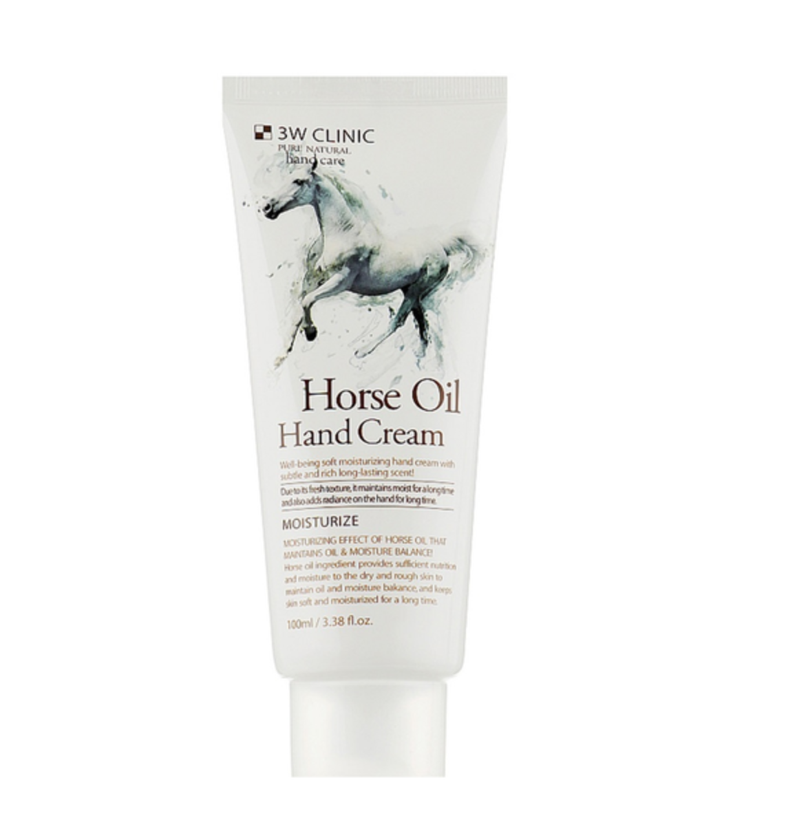 Tube of 3W Clinic Horse Oil Hand Cream on a white background