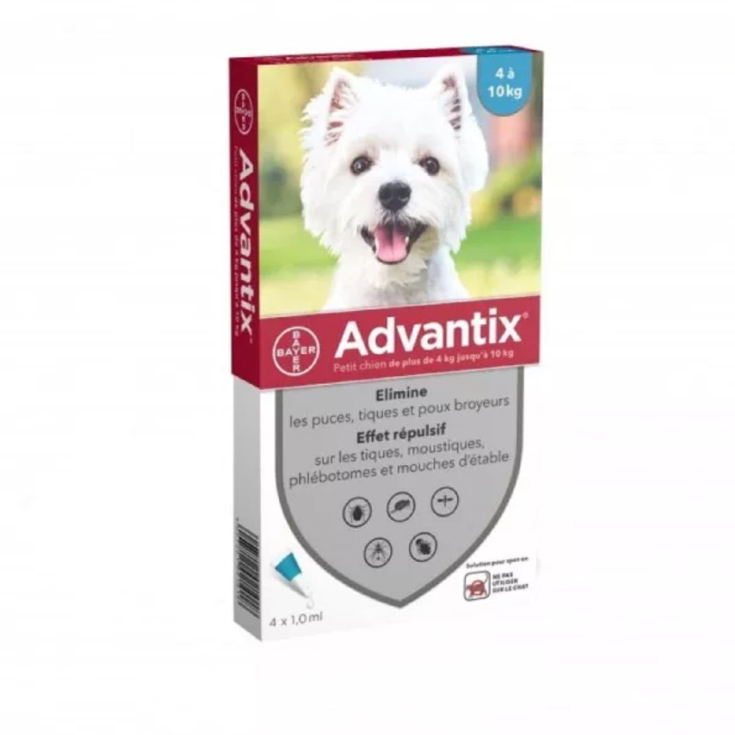 Bayer Advantix 益百分系列三合一犬用殺蚤滴劑 小型犬 4至10公斤 4x1ml