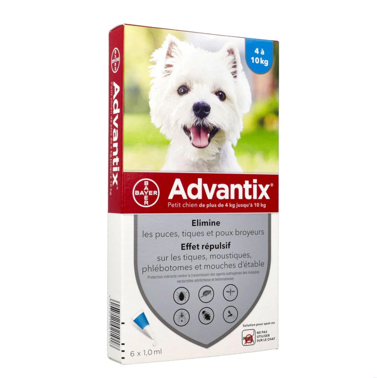 Bayer Advantix 益百分系列三合一犬用殺蚤滴劑 小型犬 4至10公斤6x1ml