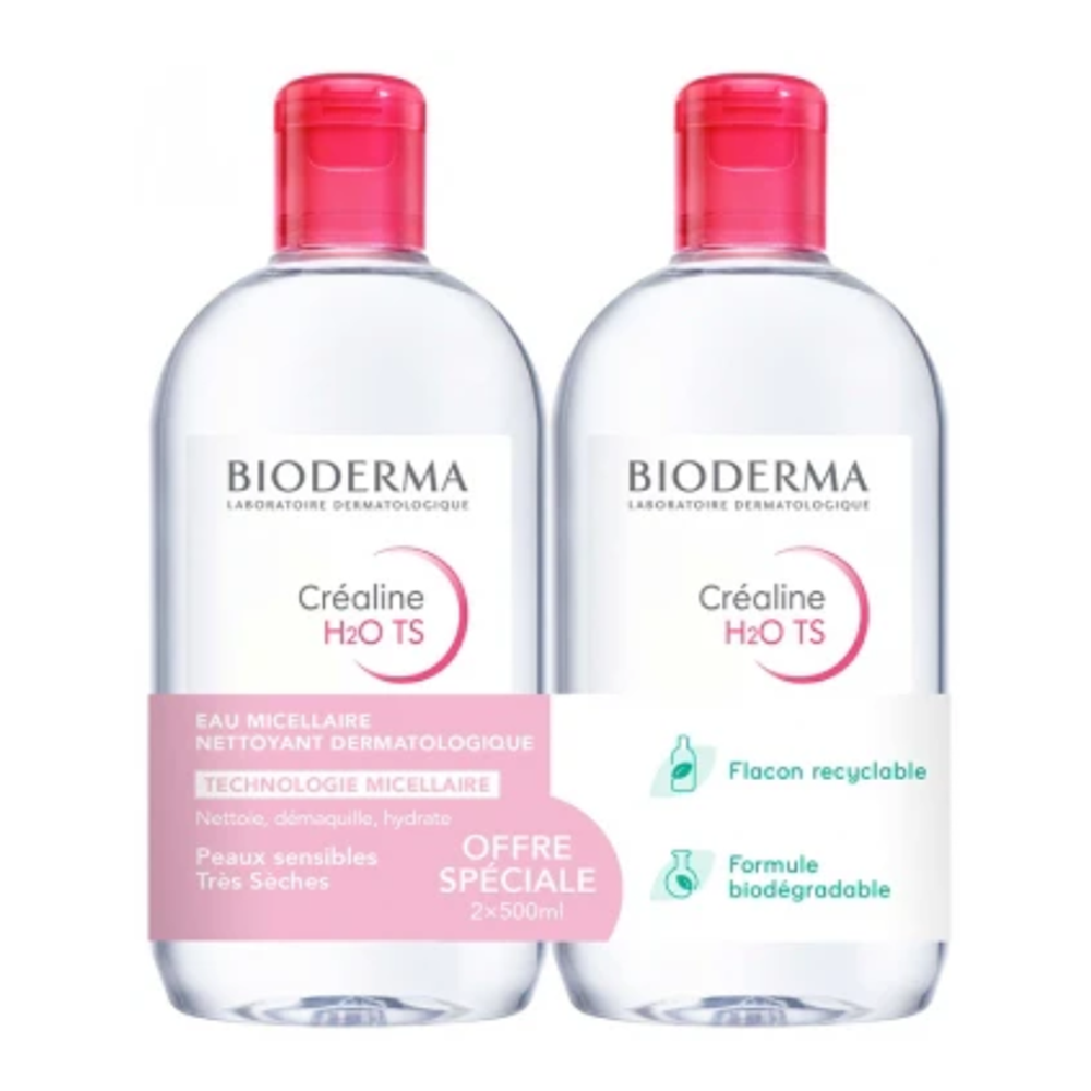 Bioderma Crealine H2O TS 深層卸妝潔膚水 [防敏保濕版本] 500mlx2