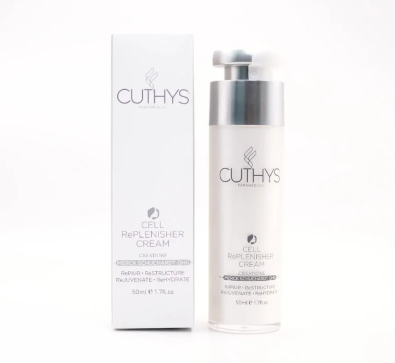 Cuthys Cell Replenisher Cream bottle and packaging on a white background Cuthys Cell Replenisher Cream 特效細胞補充面霜 50ml