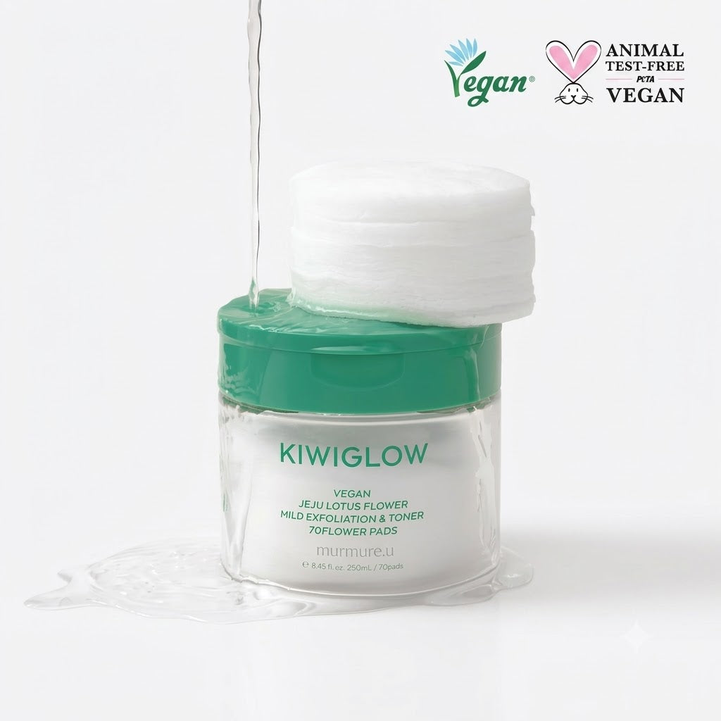 KIWIGLOW 濟州蓮花溫和去角質爽膚棉片 70pads 250mL