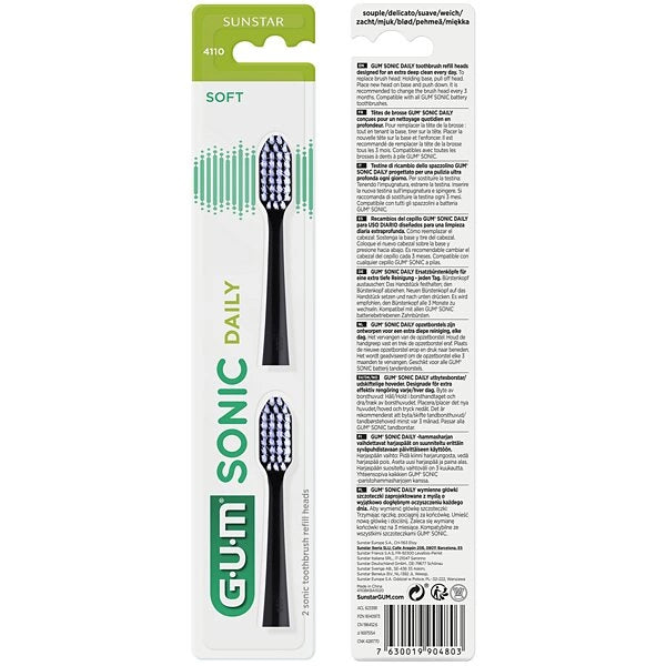 GUM Sonic Daily 4100 聲波日用軟牙刷頭 2個裝